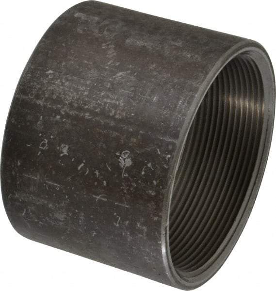 Made in USA - Size 4", Class 150, Steel Black Pipe Coupling - 150 psi, Threaded End Connection - Exact Industrial Supply