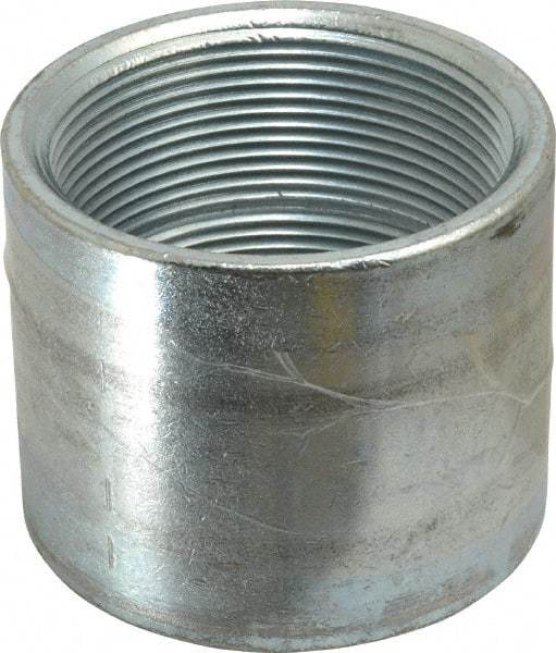 Made in USA - Class 150, 3" Galvanized Pipe Coupling - Threaded, Malleable Iron - Exact Industrial Supply