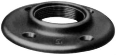 Made in USA - 1/4" Pipe, 2-3/16" OD, 5/8" Hub Length, Black Floor Pipe Flange - 1-7/8" Across Bolt Hole Centers, 1/4" Bolt Hole, 150 psi, Class 150 - Exact Industrial Supply