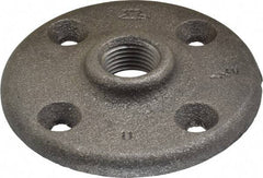 Made in USA - 1/2" Pipe, 3" OD, 5/8" Hub Length, Black Floor Pipe Flange - 2.1" Across Bolt Hole Centers, 1/4" Bolt Hole, 150 psi, Class 150 - Exact Industrial Supply