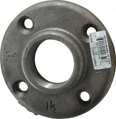 Made in USA - 1-1/2" Pipe, 4-1/2" OD, 7/8" Hub Length, Black Floor Pipe Flange - 3-1/2" Across Bolt Hole Centers, 5/16" Bolt Hole, 150 psi, Class 150 - Exact Industrial Supply