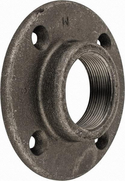 Made in USA - 2" Pipe, 5-1/2" OD, 1" Hub Length, Black Floor Pipe Flange - 4-1/4" Across Bolt Hole Centers, 5/16" Bolt Hole, 150 psi, Class 150 - Exact Industrial Supply