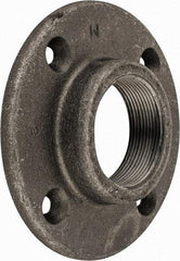 Made in USA - 2" Pipe, 5-1/2" OD, 1" Hub Length, Black Floor Pipe Flange - 4-1/4" Across Bolt Hole Centers, 5/16" Bolt Hole, 150 psi, Class 150 - Exact Industrial Supply