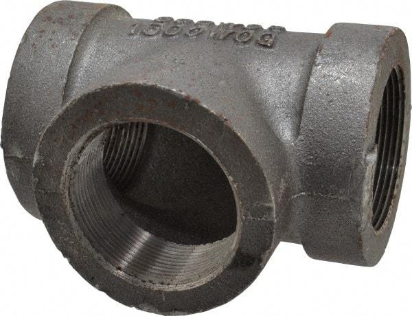 Made in USA - Size 2", Class 300, Malleable Iron Black Pipe Tee - 300 psi, Threaded End Connection - Exact Industrial Supply