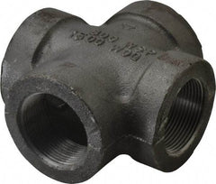 Made in USA - Size 1-1/2", Class 300, Malleable Iron Black Pipe Cross - 300 psi, Threaded End Connection - Exact Industrial Supply