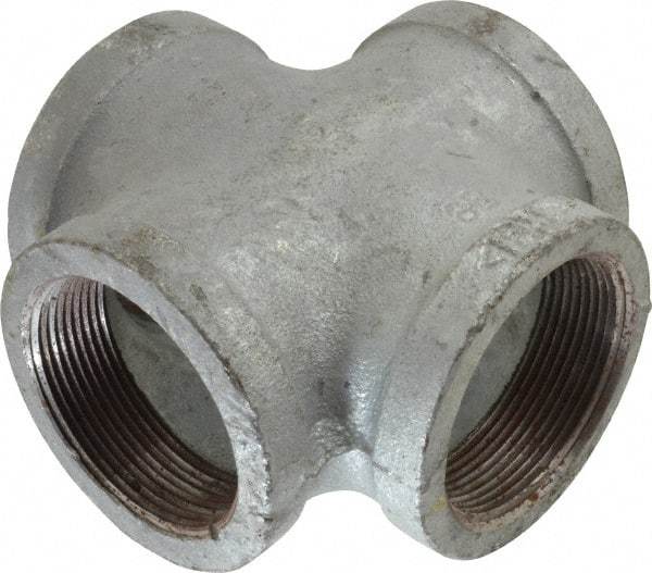 Made in USA - Class 150, 2" Galvanized Pipe Cross - Threaded, Malleable Iron - Exact Industrial Supply