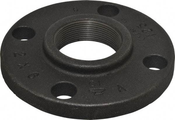 Made in USA - 2" Pipe, 6" OD, 1" Hub Length, Iron Threaded Pipe Flange - 3-1/16" Across Bolt Hole Centers, 3/4" Bolt Hole, 175 psi, Class 125 - Exact Industrial Supply