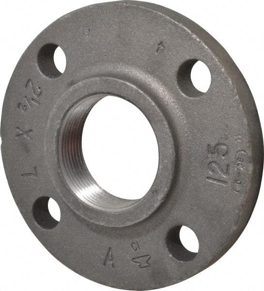 Made in USA - 2-1/2" Pipe, 7" OD, 1-1/8" Hub Length, Iron Threaded Pipe Flange - 3-9/16" Across Bolt Hole Centers, 7/8" Bolt Hole, 175 psi, Class 125 - Exact Industrial Supply