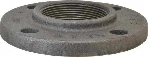 Made in USA - 3" Pipe, 7-1/2" OD, 1-3/16" Hub Length, Iron Threaded Pipe Flange - 4-1/4" Across Bolt Hole Centers, 7/8" Bolt Hole, 175 psi, Class 125 - Exact Industrial Supply