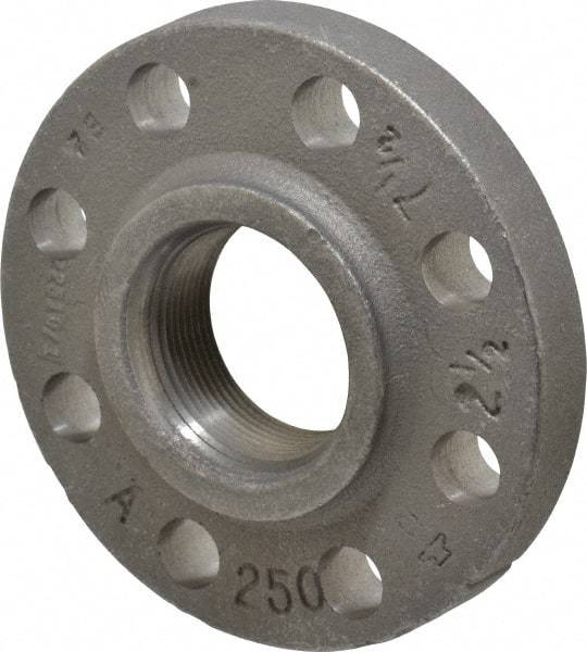 Made in USA - 2-1/2" Pipe, 7-1/2" OD, 1-7/16" Hub Length, Iron Threaded Pipe Flange - 3-15/16" Across Bolt Hole Centers, 7/8" Bolt Hole, 175 psi, Class 250 - Exact Industrial Supply