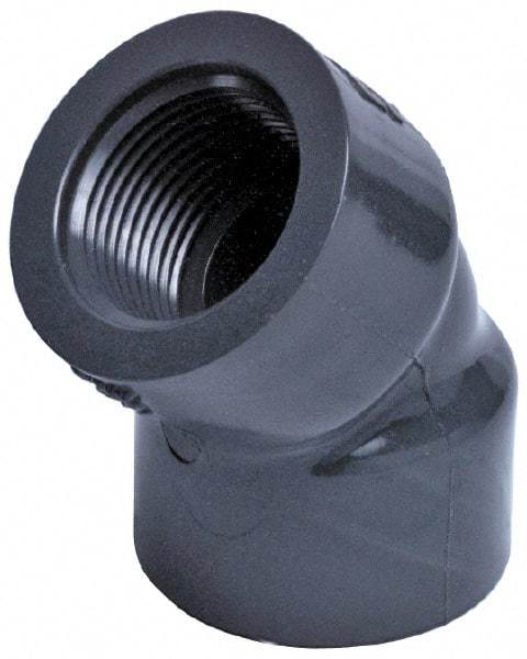 Value Collection - 6" PVC Plastic Pipe 45° Elbow - Schedule 80, Slip x Slip End Connections - Exact Industrial Supply