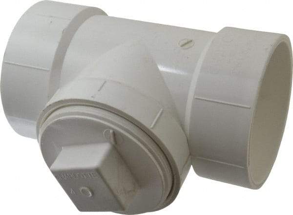 B&K Mueller - 4", PVC Drain, Waste & Vent Pipe Test Tee - Hub x Hub x CO with Plug - Exact Industrial Supply