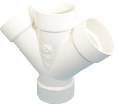 B&K Mueller - 3", PVC Drain, Waste & Vent Pipe 45 Double Wye - All Hub - Exact Industrial Supply
