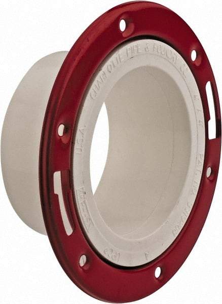 B&K Mueller - 4" Pipe, 7" OD, PVC Adjustable Closet Flange - 40° Max Working Temp, Spig End Connections - Exact Industrial Supply