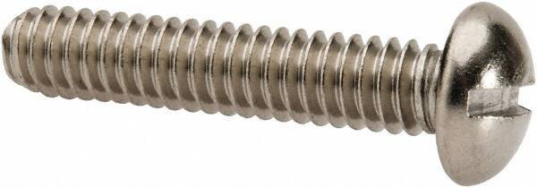 Value Collection - 1/4-20 UNC, 1-1/4" Length Under Head Slotted Drive Machine Screw - Round Head, Grade 316 Stainless Steel, Uncoated, Without Washer - Exact Industrial Supply