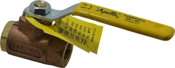 Apollo - 3/8" Pipe, Standard Port, Bronze Standard Ball Valve - 2 Piece, Inline - One Way Flow, FNPT x FNPT Ends, Lever Handle, 600 WOG, 125 WSP - Exact Industrial Supply
