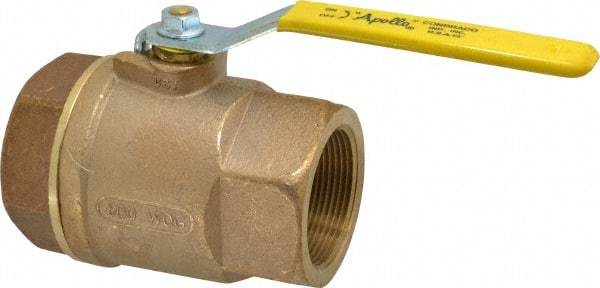 Apollo - 2-1/2" Pipe, Standard Port, Bronze Standard Ball Valve - 2 Piece, Inline - One Way Flow, FNPT x FNPT Ends, Lever Handle, 600 WOG, 125 WSP - Exact Industrial Supply