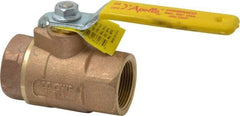 Apollo - 1-1/4" Pipe, Standard Port, Bronze Steam Service Ball Valve - 2 Piece, Inline - One Way Flow, FNPT x FNPT Ends, Lever Handle, 600 WOG, 250 WSP - Exact Industrial Supply