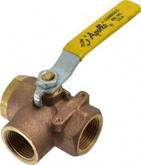 Apollo - 1" Pipe, Large Port, Bronze Standard Ball Valve - Three Way, FNPT x FNPT x FNPT Ends, Lever Handle, 400 WOG - Exact Industrial Supply