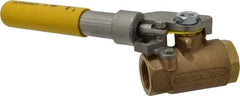 Apollo - 3/4" Pipe, Bronze Standard Ball Valve - 2 Piece, Inline - One Way Flow, FNPT x FNPT Ends, Deadman Lever (Spring Return to Close) Handle, 600 WOG, 150 WSP - Exact Industrial Supply