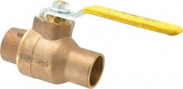 Apollo - 1-1/4" Pipe, Standard Port, Bronze Standard Ball Valve - 2 Piece, Inline - One Way Flow, Soldered x Soldered Ends, Lever Handle, 600 WOG, 125 WSP - Exact Industrial Supply