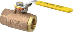 Apollo - 1" Pipe, Bronze Standard Ball Valve - 2 Piece, Inline - One Way Flow, FNPT x FNPT Ends, Locking Lever Handle, 600 WOG - Exact Industrial Supply