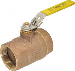 Apollo - 2" Pipe, Bronze Standard Ball Valve - 2 Piece, Inline - One Way Flow, FNPT x FNPT Ends, Locking Lever Handle, 600 WOG - Exact Industrial Supply