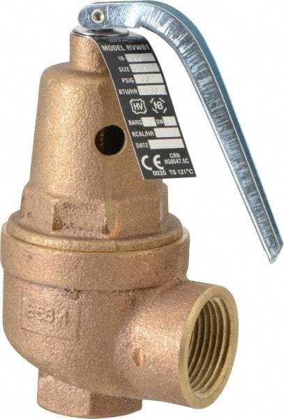 Conbraco - 3/4" Inlet, 1" Outlet, ASME Section IV Safety Relief Valve - 50 Max psi, Bronze, 1,418,000 BTUs - Exact Industrial Supply
