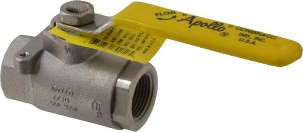 Apollo - 3/4" Pipe, Stainless Steel Standard Ball Valve - Three Way, FNPT x FNPT x FNPT Ends, Lever Handle, 800 WOG - Exact Industrial Supply