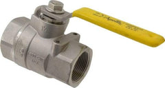 Apollo - 1-1/4" Pipe, Stainless Steel Standard Ball Valve - 2 Piece, Inline - One Way Flow, FNPT x FNPT Ends, Lever Handle, 1,500 WOG, 150 WSP - Exact Industrial Supply