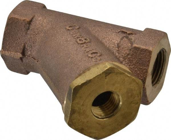 Conbraco - 3/8" Pipe, FNPT Ends, Cast Bronze Y-Strainer - 400 psi WOG Rating - Exact Industrial Supply