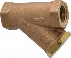 Conbraco - 1/2" Pipe, FNPT Ends, Cast Bronze Y-Strainer - 400 psi WOG Rating - Exact Industrial Supply