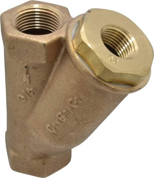 Conbraco - 3/4" Pipe, FNPT Ends, Cast Bronze Y-Strainer - 400 psi WOG Rating - Exact Industrial Supply