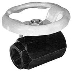Apollo - 1-1/2" Pipe, Bronze Standard Ball Valve - 2 Piece, Inline - One Way Flow, FNPT x FNPT Ends, Round Wheel Handle, 1,500 WOG, 150 WSP - Exact Industrial Supply