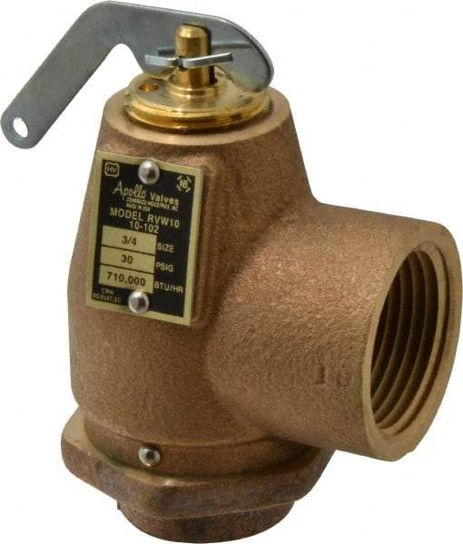Conbraco - 3/4" Inlet, 1" Outlet, ASME Safety Relief Valve - 30 Max psi, Bronze, 710,000 BTUs - Exact Industrial Supply
