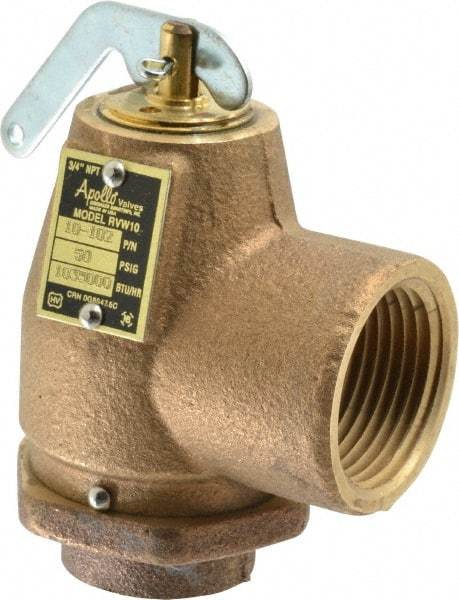 Conbraco - 3/4" Inlet, 1" Outlet, ASME Safety Relief Valve - 50 Max psi, Bronze, 1,035,000 BTUs - Exact Industrial Supply