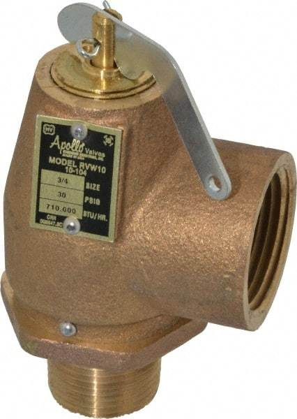 Conbraco - 3/4" Inlet, 1" Outlet, ASME Safety Relief Valve - 30 Max psi, Bronze, 710,000 BTUs - Exact Industrial Supply