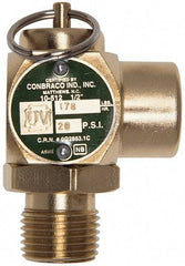 Conbraco - 1/2" Inlet, 1/2" Outlet, ASME Safety Relief Valve - 30 Max psi, Bronze, 245,000 BTUs - Exact Industrial Supply