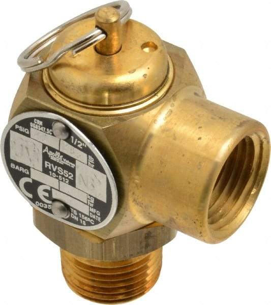 Conbraco - 1/2" Inlet, 1/2" Outlet, ASME Safety Relief Valve - 40 Max psi, Bronze, 305,000 BTUs - Exact Industrial Supply