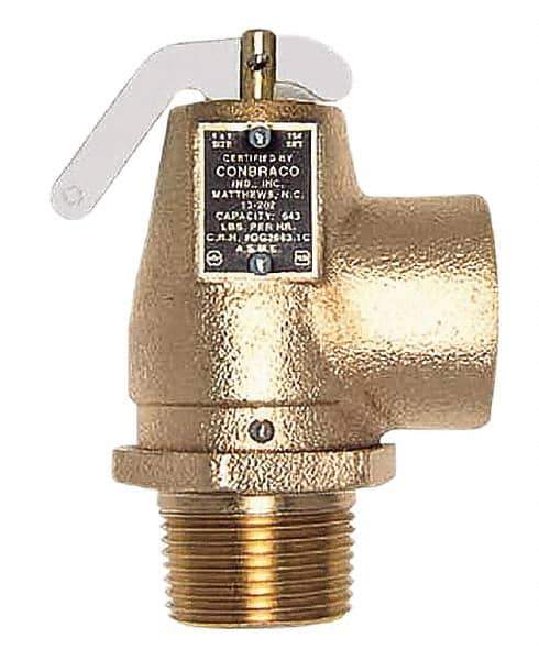 Conbraco - 1-1/4" Inlet, 1-1/2" Outlet, ASME Low Pressure Steam Heating Relief Valve - 10 Max psi, Bronze, 1,200 Lb per Hour - Exact Industrial Supply