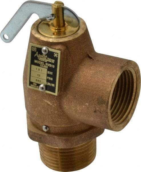 Conbraco - 1" Inlet, 1" Outlet, ASME Low Pressure Steam Heating Relief Valve - 15 Max psi, Bronze, 643 Lb per Hour - Exact Industrial Supply