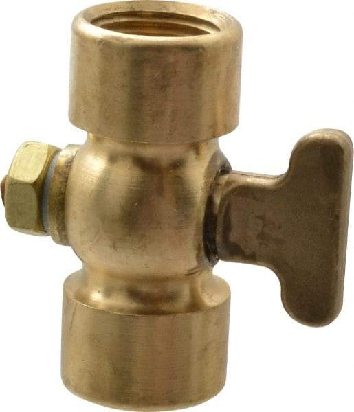 Conbraco - 3/8" Pipe, Tee Handle, FNPT x FNPT End Connection, Air Cock - 200 Max psi, Brass - Exact Industrial Supply