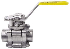 Apollo - 2" Pipe, Full Port, Stainless Steel Standard Ball Valve - 3 Piece, Inline - One Way Flow, FNPT x FNPT Ends, Lever Handle, 1,000 WOG, 150 WSP - Exact Industrial Supply
