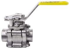 Apollo - 3" Pipe, Full Port, Stainless Steel Standard Ball Valve - 3 Piece, Inline - One Way Flow, FNPT x FNPT Ends, Lever Handle, 1,000 WOG, 150 WSP - Exact Industrial Supply