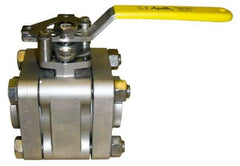 Apollo - 3" Pipe, Full Port, Stainless Steel Standard Ball Valve - 3 Piece, Inline - One Way Flow, Socket Weld x Socket Weld Ends, Lever Handle, 1,000 WOG, 150 WSP - Exact Industrial Supply