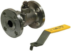 Apollo - 10" Pipe, Full Port, Stainless Steel Standard Ball Valve - Inline - One Way Flow, Flanged x Flanged Ends, Lever with Gear Operator Handle, 275 WOG, 150 WSP - Exact Industrial Supply