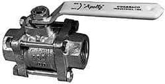 Apollo - 1-1/4" Pipe, Full Port, Bronze Standard Ball Valve - 3 Piece, Inline - One Way Flow, FNPT x FNPT Ends, Lever Handle, 600 WOG, 150 WSP - Exact Industrial Supply