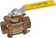 Apollo - 1" Pipe, Full Port, Bronze Standard Ball Valve - 3 Piece, Inline - One Way Flow, FNPT x FNPT Ends, Lever Handle, 600 WOG, 150 WSP - Exact Industrial Supply