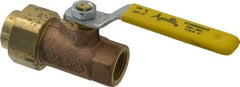 Apollo - 1/2" Pipe, Bronze Single Union Ends Ball Valve - Inline - One Way Flow, FNPT x FNPT Ends, Lever Handle, 600 WOG, 150 WSP - Exact Industrial Supply