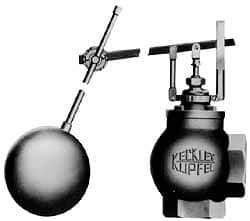 Made in USA - 2" Pipe, Cast Iron, Angle Pattern-Double Seat, Automatic Float Valve - 75 psi, NPTF End Connections - Exact Industrial Supply